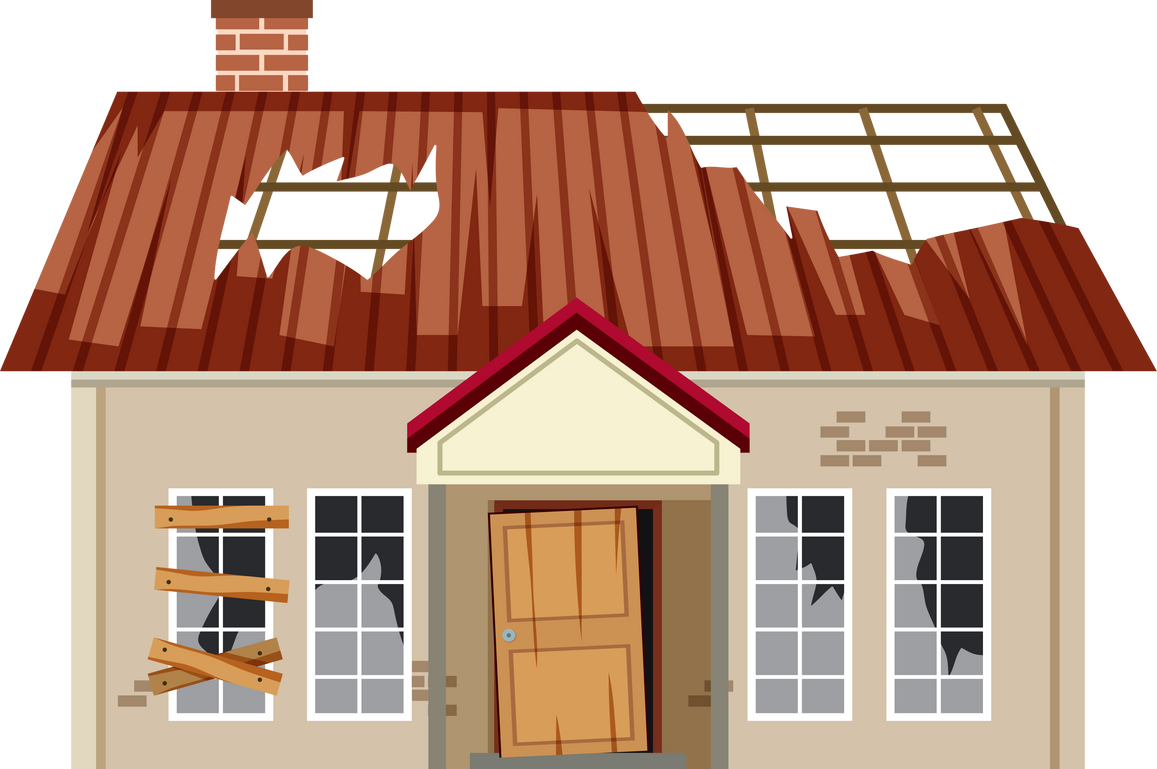 Abandoned house on white background